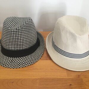 Womens Fedoras Set of 2 Khaki and Black and White Checked